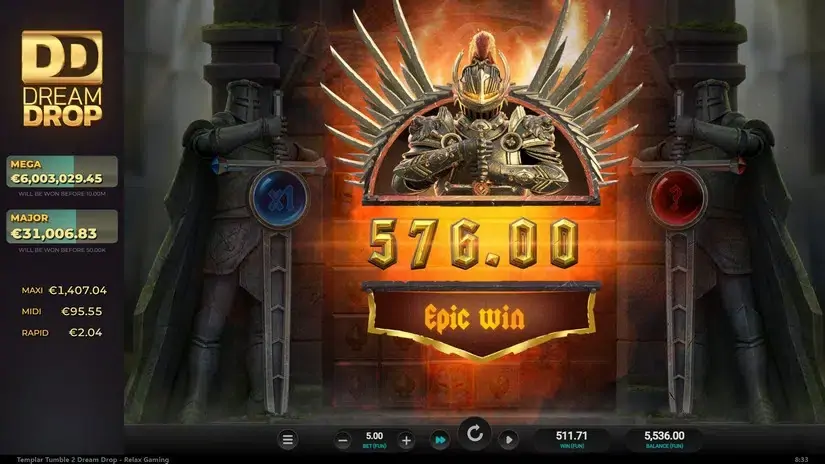 Templar Tumble 2 Dream Drop slot screenshot 