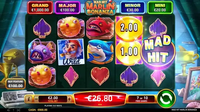 Mad Hit Marlin Bonanza slot screenshot 