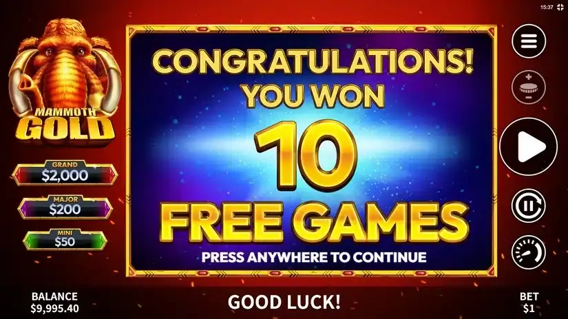 Mammoth Gold slot screenshot 2