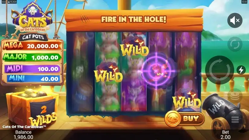 Cats of the Caribbean slot screenshot 