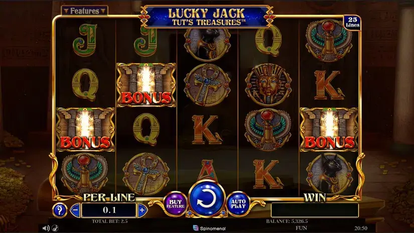 Lucky Jack Tuts Treasures slot screenshot 7