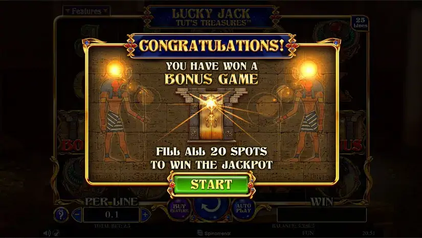 Lucky Jack Tuts Treasures slot screenshot 8