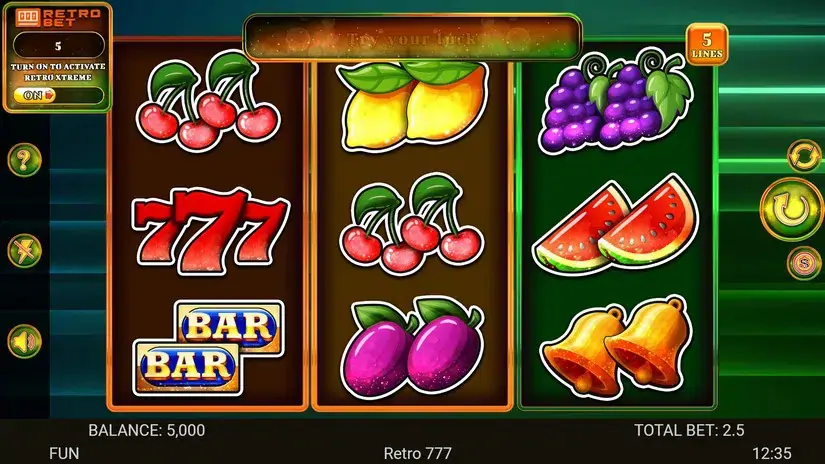 Retro 777 slot screenshot