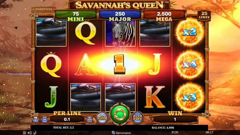 Savannah’s Queen slot screenshot 2