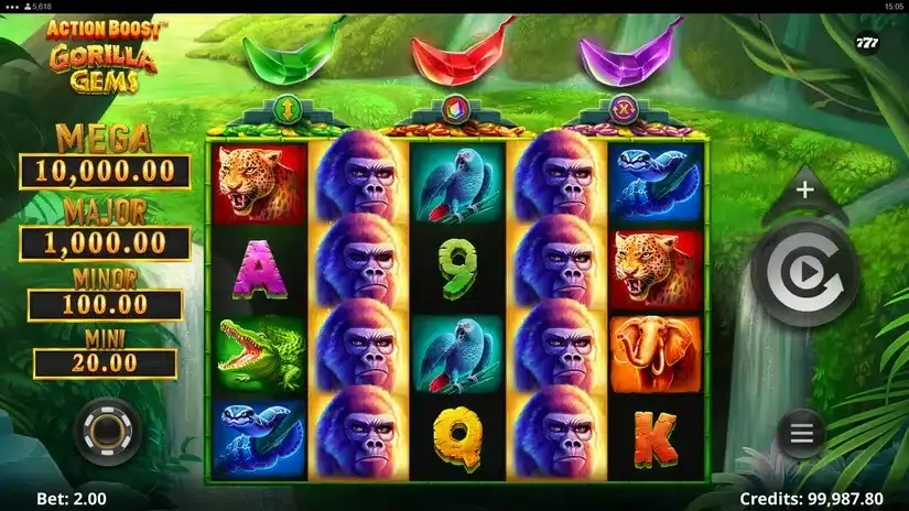 Action Boost Gorilla Gems slot screenshot 1