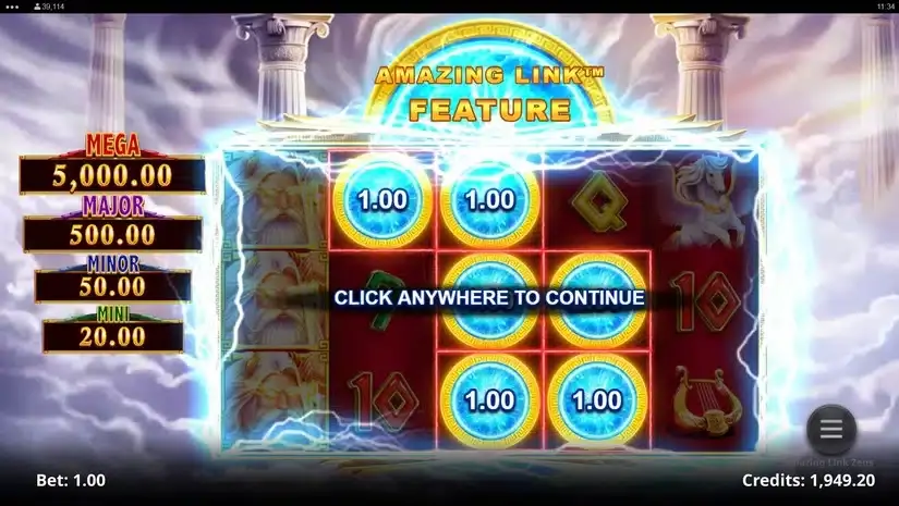 Amazing Link Zeus slot screenshot 4
