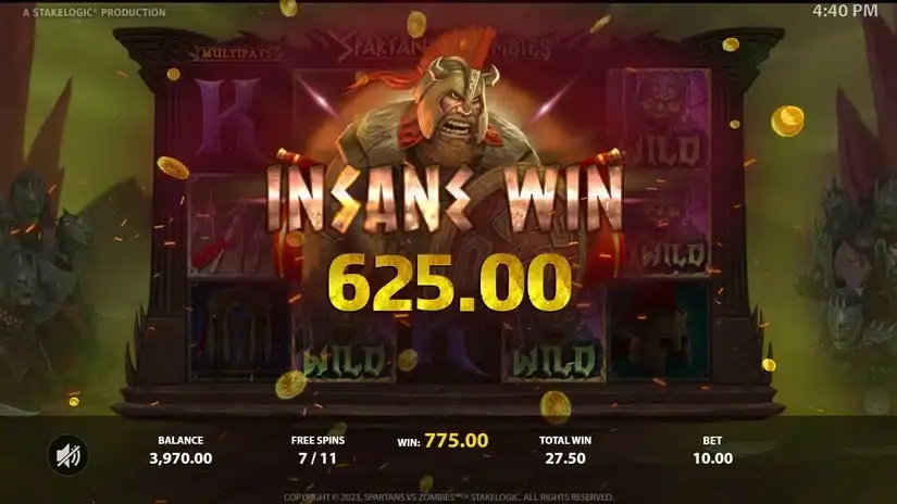 Spartans vs Zombies slot screenshot 