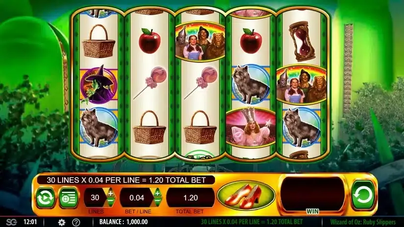 Wizard of OZ Ruby Slippers slot screenshot 1