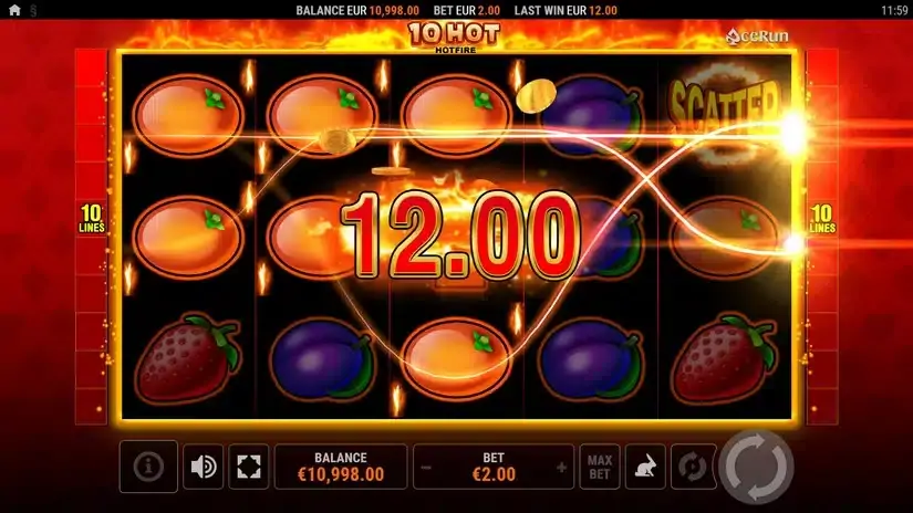 10 Hot Hotfire slot screenshot 2