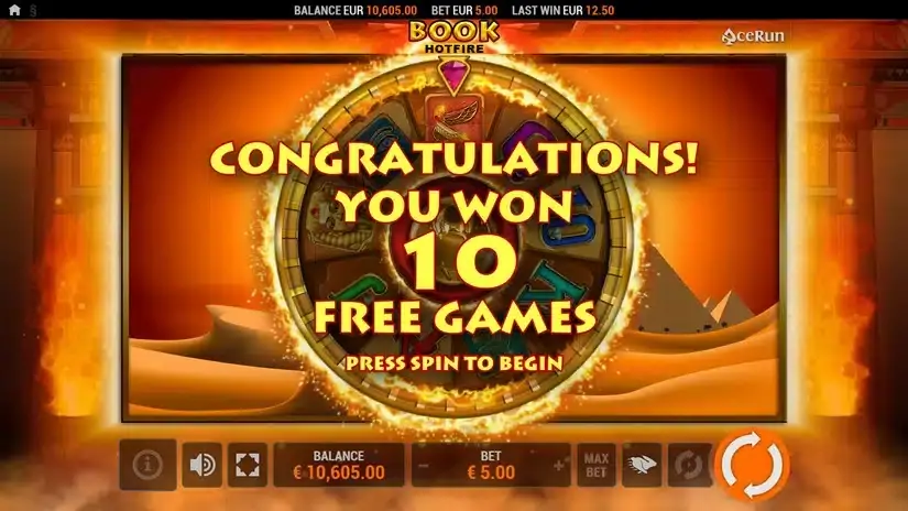 Book HOTFIRE slot screenshot 3
