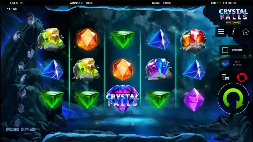Crystal Falls Multimax slot screenshot 1