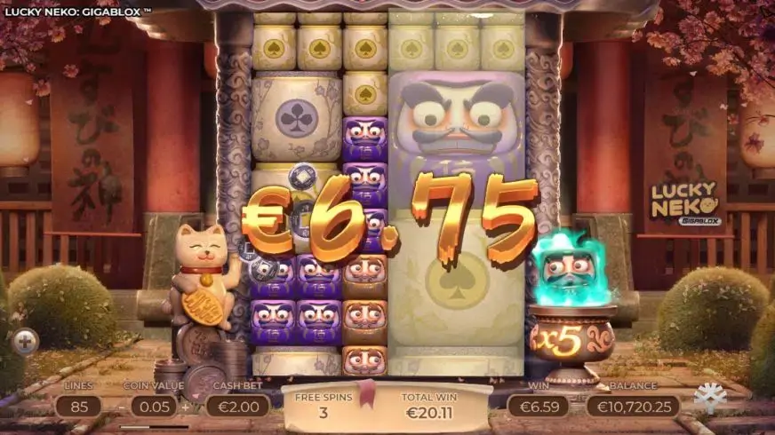 Lucky Neko Gigablox slot screenshot 4