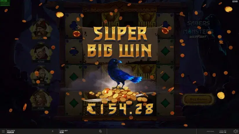 Of Sabers and Monsters slot screenshot 