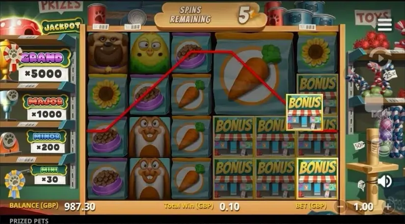 Prized Pets Gigablox slot screenshot 5