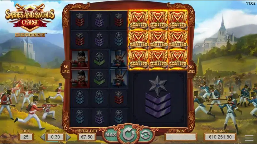 Swords and Sabres: Charge Gigablox slot screenshot 4