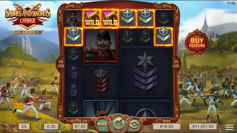 Swords and Sabres: Charge Gigablox slot screenshot 2